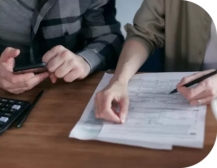 Bookkeeper reviewing financial documents